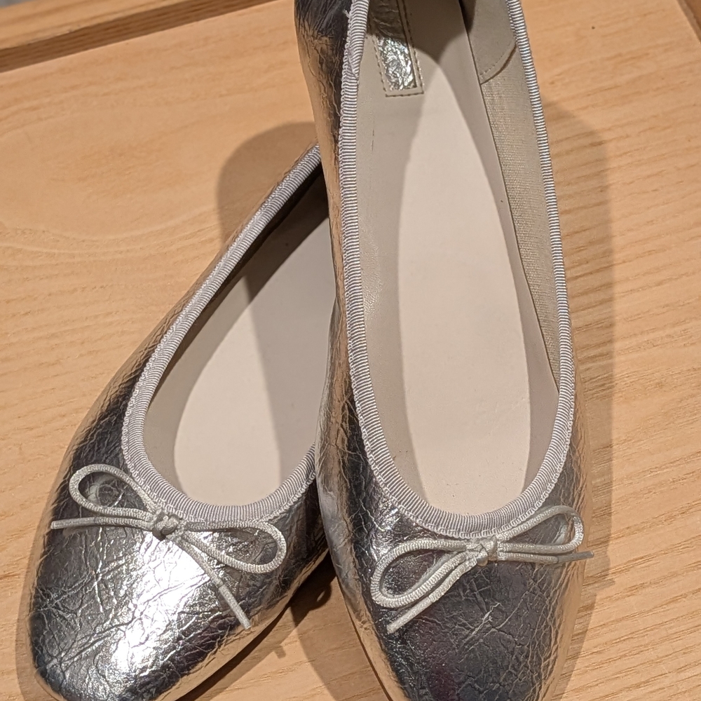 Silver Ballet Flats